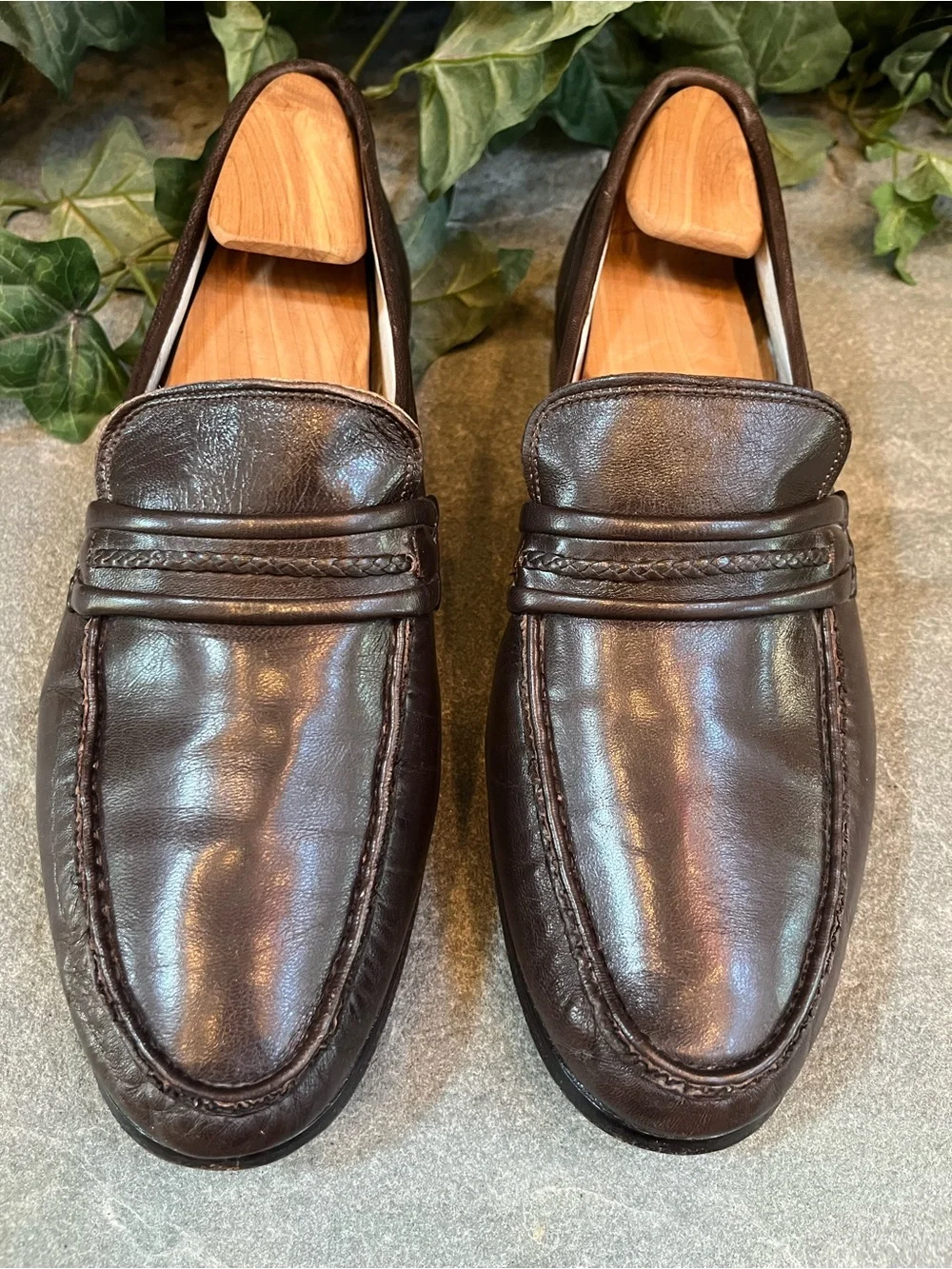 Brass Boot Smooth Leather Dress Loafers Brown Italy 85354 Men's Size 10.5M